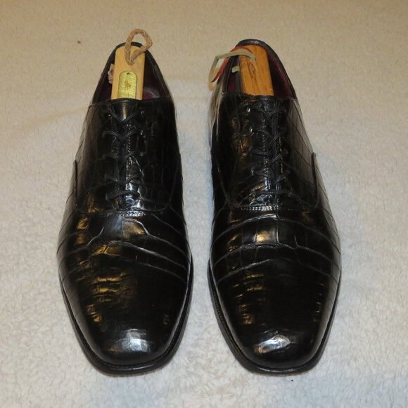 Ralph Lauren Purple Label Edward Green Black Crocodile Leather Derby 9.5/10